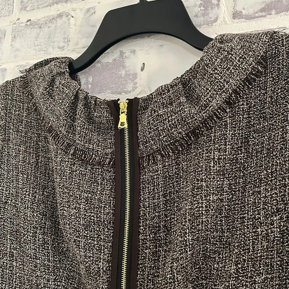 Kay Unger Women’s Dress Tweed Knee Length Brown V-Neck Fall Career Work Size 8 - Picture 8 of 13